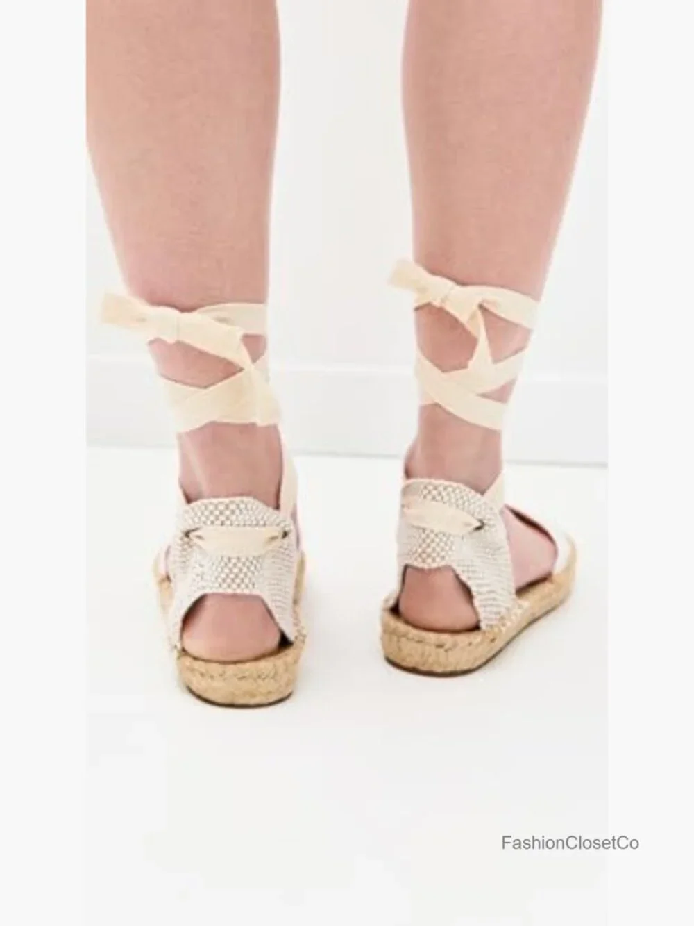 Women's Platform Wedge Espadrilles, Lace-Up Ankle Strap, Rubber Sole